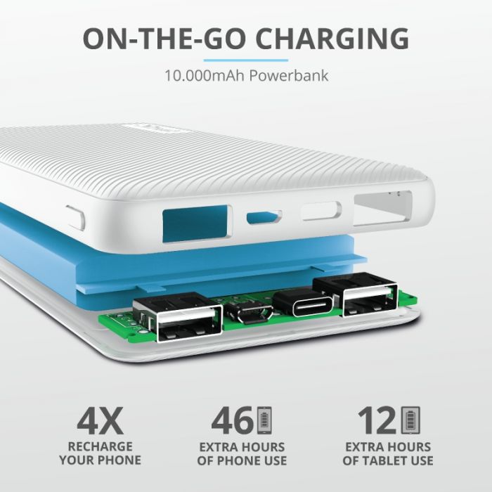 Портативний зарядний пристрій Trust Primo 10000 mAh White