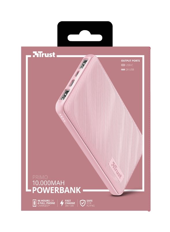 Портативний зарядний пристрій Trust Primo 10000 mAh Pink