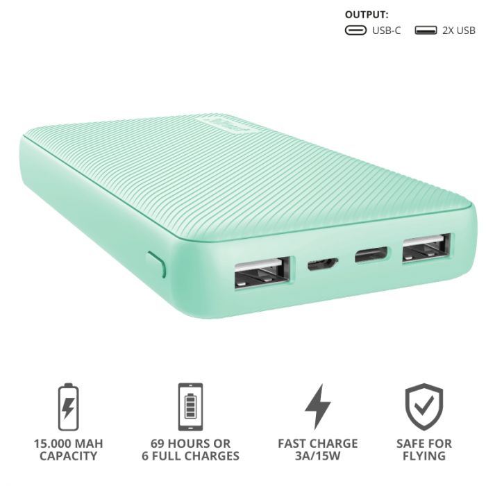 Портативний зарядний пристрій Power Bank Trust Primo 15000 mAh Mint