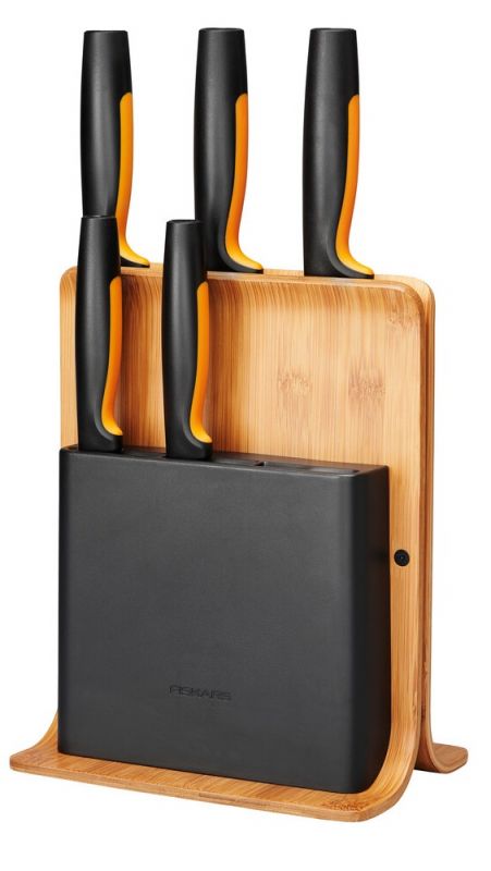 Набір ножів з бамбуковою підставкою Fiskars FF, 5 шт
