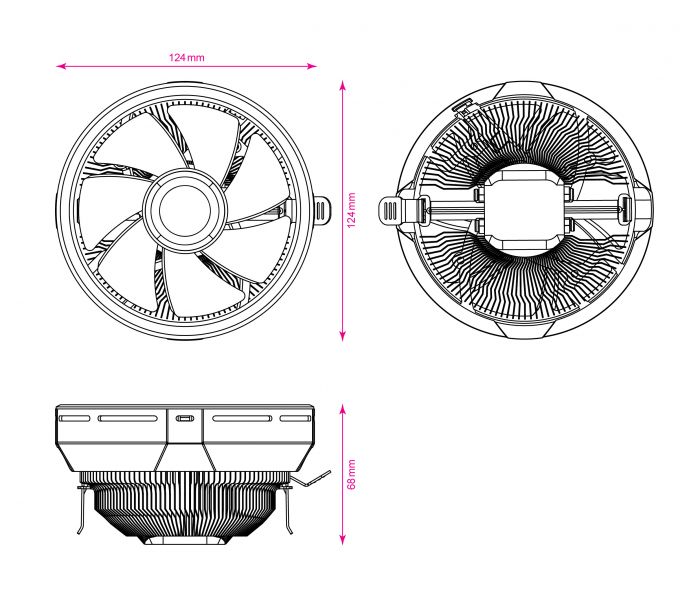 Процесорний кулер 2E GAMING AIR COOL (AC120Z) RGB,775,115X,1366, FM1,FM2,AM2,AM2+,AM3,AM3+,AM4, 120мм,2510-4pin, TDP 95W