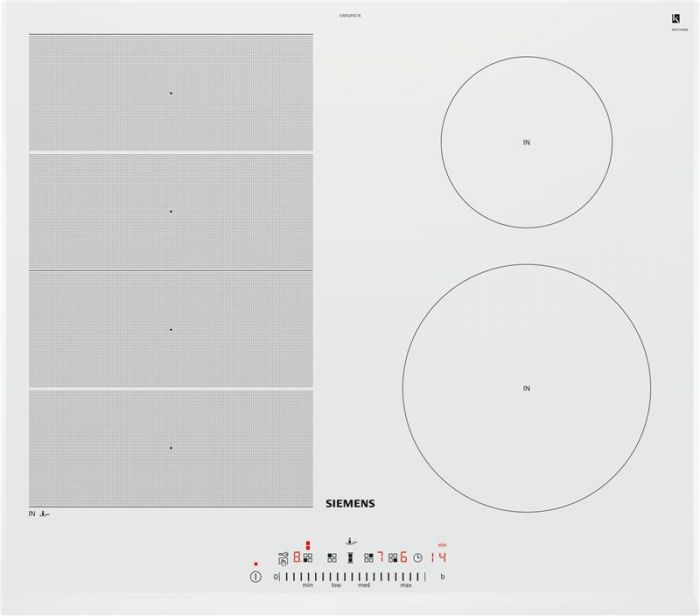Варильна поверхня склокерамічна Siemens EX652FEC1E -індукція/60см/4конф/1 розш/слайдер/білий