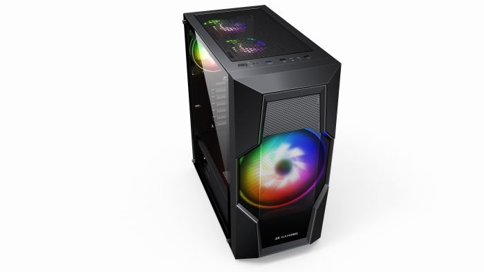 Корпус 2E GAMING TURBO (G2057B) MidT,2xUSB2.0,1xUSB3.0,1x200+3x120ARGB, скло (бічна панель),без БЖ,чорний