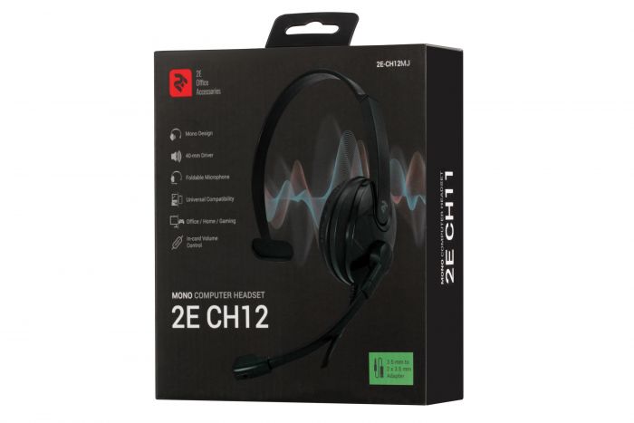 Гарнітура для ПК 2E CH12 Mono On-Ear 3.5mm / 2*3.5mm