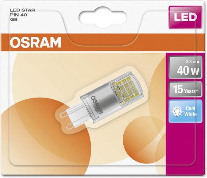 Лампа світлодіодна OSRAM LEDSPIN40 CL 3,8W/840 230V G9 BLI1