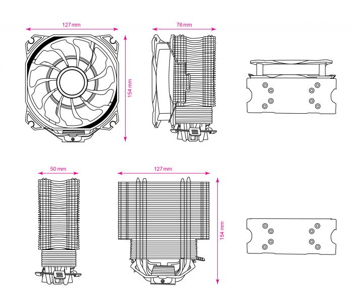 Процесорний кулер 2E GAMING AIR COOL (AC120D4)  ARGB,2510-4pin,+ 5V 3pin RGB, 775,115X,1366,2011,FM1,FM2,AM2,AM2+,AM3,AM3+,AM4,120мм,TDP 150W