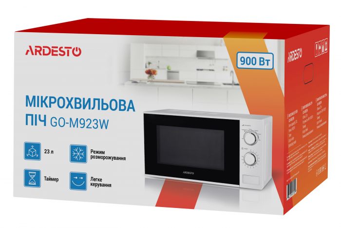 Мiкрохвильова пiч Ardesto GO-M923W 23л/900Вт/мех.керування/біла