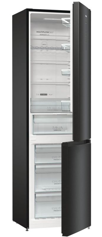 Холодильник з нижн. мороз. камерою Gorenje NRK620EABXL4, 200х60х60см, 2 двері, 235( 96)л, А++, Total NF , Зона св-ті, Зовн. Дисп