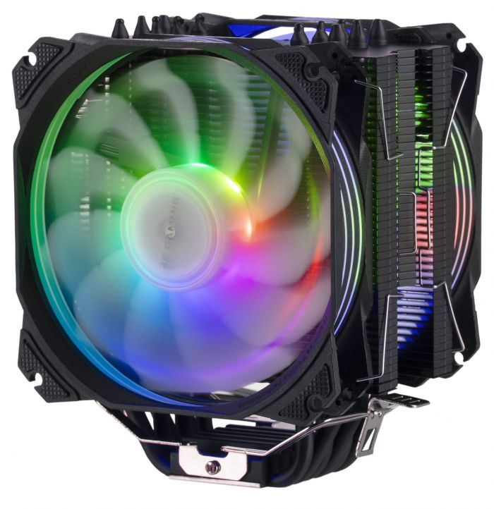 Процесорний кулер 2E GAMING AIR COOL (AC120D6) ARGB, 120мм, 2510-4pin,+ 5V 3pin RGB,775,115X,1366,2011,FM1,FM2,AM2,AM2+,AM3,AM3+,AM4,2x120мм,TDP 180W