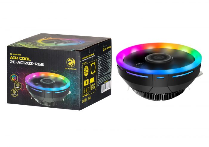 Процесорний кулер 2E GAMING AIR COOL (AC120Z) RGB,775,115X,1366, FM1,FM2,AM2,AM2+,AM3,AM3+,AM4, 120мм,2510-4pin, TDP 95W