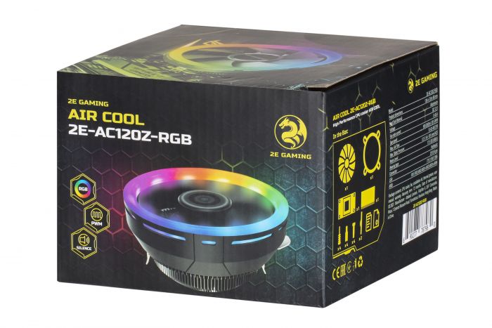 Процесорний кулер 2E GAMING AIR COOL (AC120Z) RGB,775,115X,1366, FM1,FM2,AM2,AM2+,AM3,AM3+,AM4, 120мм,2510-4pin, TDP 95W