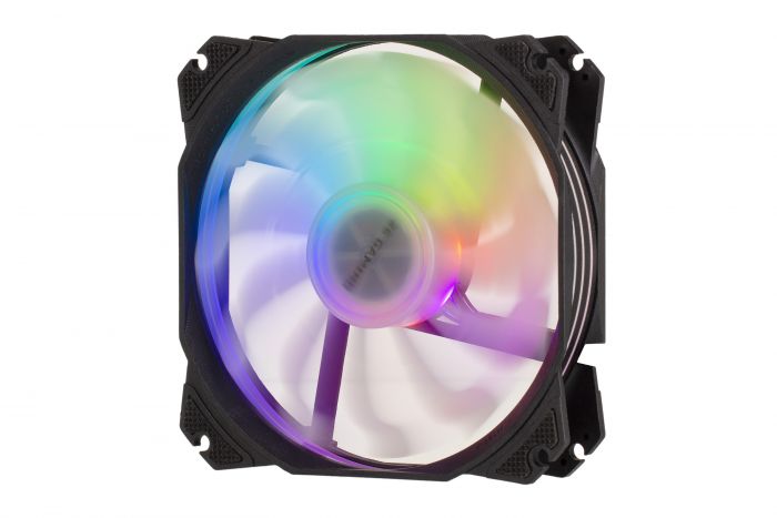 Корпусний вентилятор 2E GAMING AIR COOL (ACF120PA-ARGB ), 120мм, 2510-4PIN + 5V 3PIN RGB, білі лопаті, чорна рамка