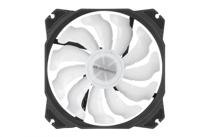 Корпусний вентилятор 2E GAMING AIR COOL (ACF120PW-RGB), 120мм, 2510-4PIN, білі лопаті, чорна рамка