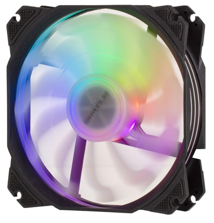 Корпусний вентилятор 2E GAMING AIR COOL (ACF120PW-RGB), 120мм, 2510-4PIN, білі лопаті, чорна рамка