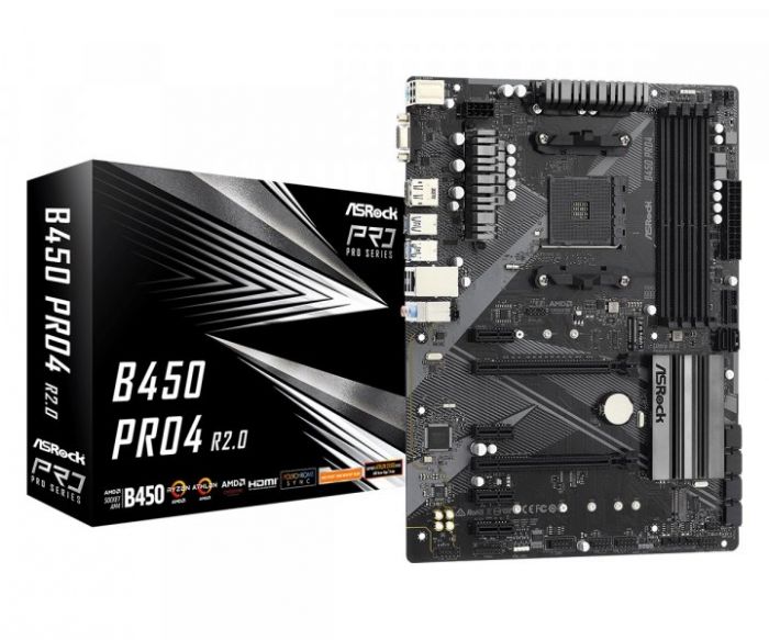 Материнська плата ASRock B450 PRO4 R2.0 sAM4 B450 4xDDR4 M.2 HDMI-DP1.2-VGA Type C ATX