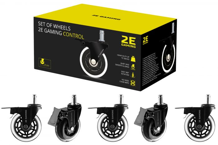Комплект коліс 2E GAMING CONTROL 76 мм (5 шт.) Clear