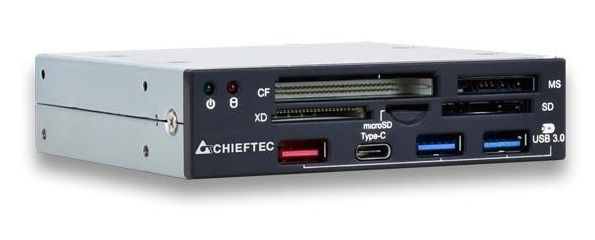 Кардрідер CHIEFTEC для 3.5" відсіків корпусів, внутрішній,All-in-One,3xUSB3.0,1xUSB Type-C,RETAIL