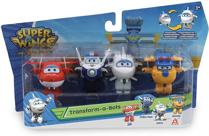 Ігровий набір Super Wings Transform-a-bots, 4 фігурки-трансформери, Джетт, Пол, Астра, Донні будівельник