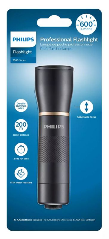 Ліхтар Philips Ручний SFL7001T, IPX4, 600 люмен, до 200 метрів,  4хАА