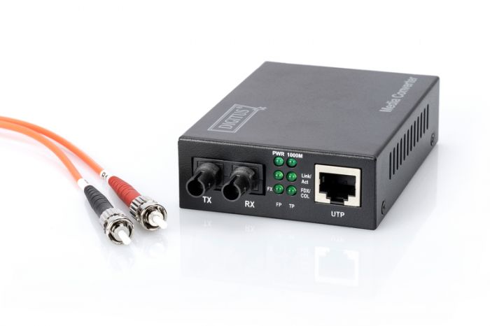 Медіа конвертор DIGITUS Gigabit, RJ45 / MM ST DX, 850nm, 0.5km