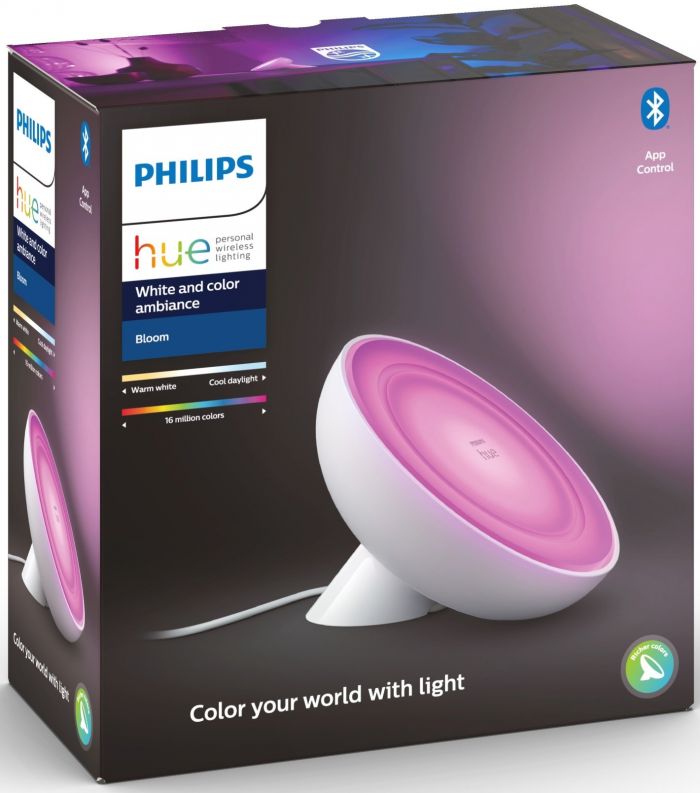 Настільний світильник Philips Hue Bloom, 2000K-6500K, RGB, ZigBee, Bluetooth, розумний, димування, білий