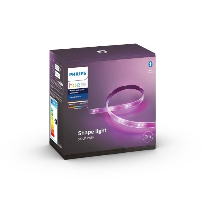 Стрічка світлодіодна Philips Hue Plus, 0.5W(20Вт), 2000K-6500K, RGB, ZigBee, розума, димування, базовий комплект, блок живлення, 2м