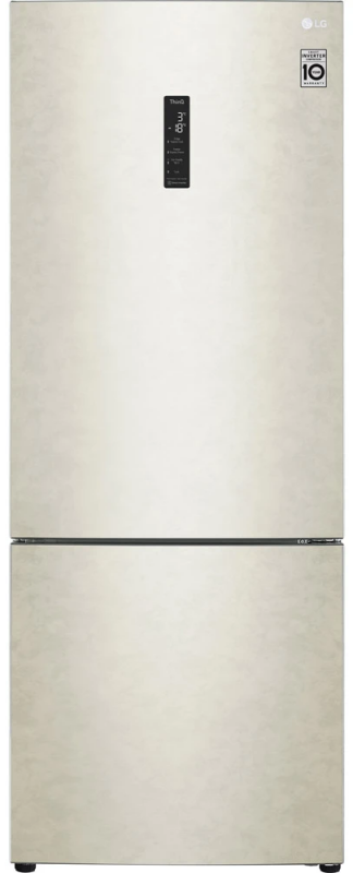 Холодильник з нижн. мороз. камерою LG GC-B569PECM, 185х70х70см, 2 дв., Холод.відд. - 329л, Мороз. відд. - 122л, A++, NF, Інв., Зона свіжості, Зовнішн. диспл., Бежевий