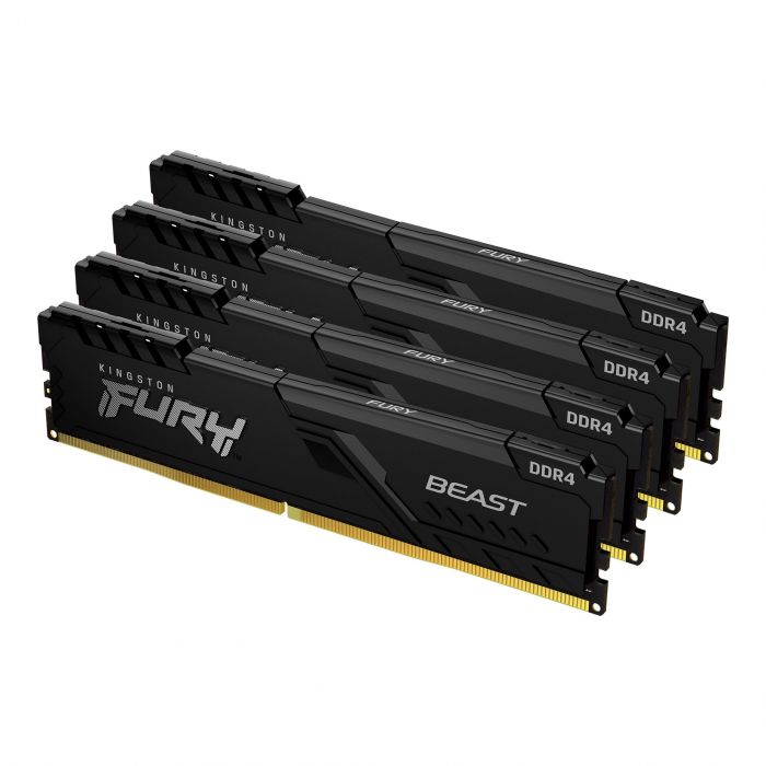 Пам'ять ПК Kingston DDR4 64GB KIT (16GBx4) 2666 Kingston FURY Beast Black