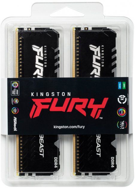 Пам'ять ПК Kingston DDR4 32GB KIT (16GBx2) 3600 FURY Beast RGB