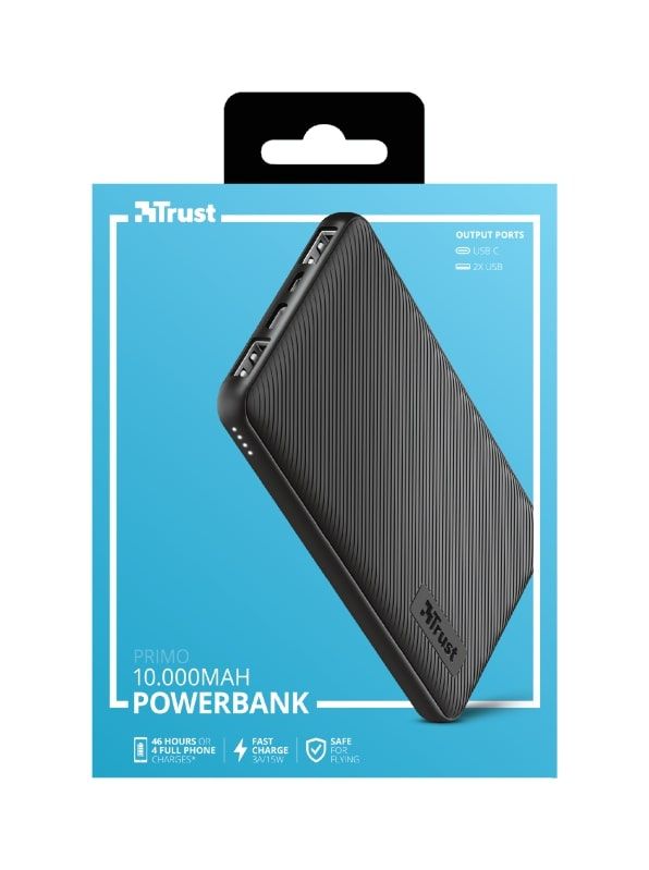 Trust Портативний зарядний пристрій Primo 10000 mAh Black