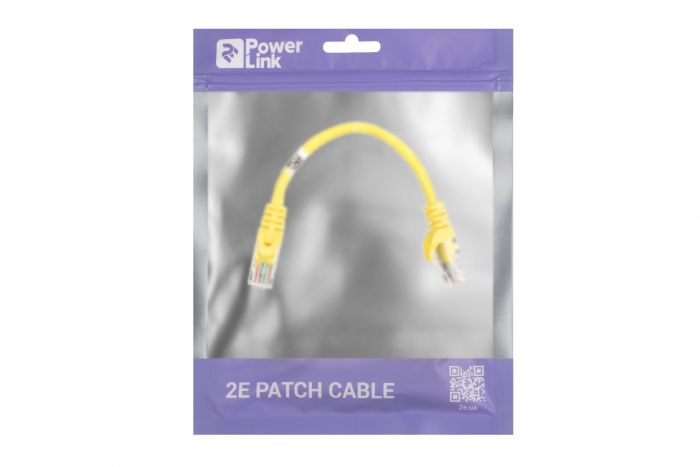 Патч-корд 2E Cat 5e,UTP,RJ45, 26AWG ,7/0.16 CCA, 0.20m, PVC,Yellow