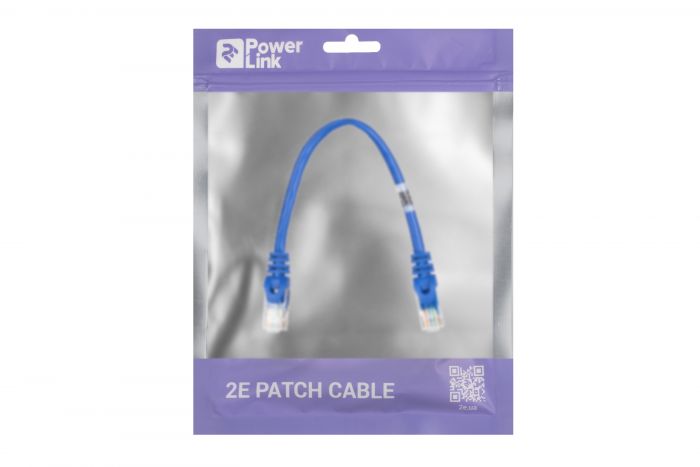 Патч-корд 2E Cat 5e,UTP,RJ45, 26AWG ,7/0.16 Cu, 0,20 m, PVC,Blue