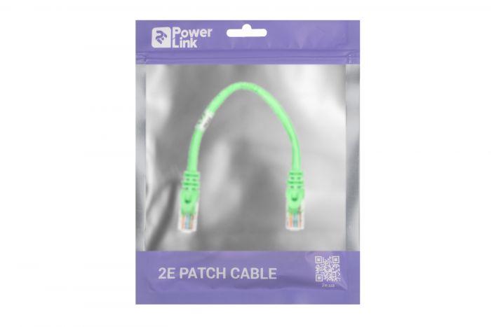 Патч-корд 2E Cat 5e,UTP,RJ45, 26AWG ,7/0.16 Cu, 0.20 m,PVC, Green