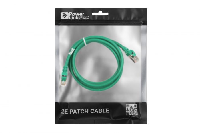 Патч-корд 2E Cat 6,S-FTP екран. фольга з обплетенням, RJ45, 4Х2 27AWG ,7/0.14 Cu, 1.50 m,PVC, Green