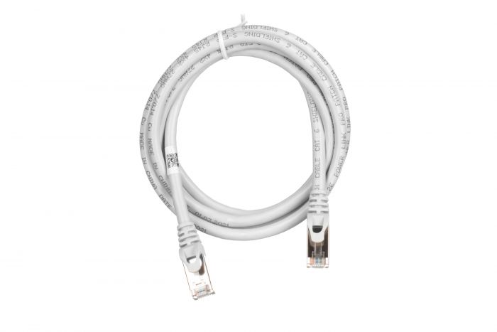 Патч-корд 2E Cat 6,S-FTP екран. фольга з обплетенням, RJ45, 4Х2 27AWG ,7/0.14 Cu, 1.50 m, PVC,Grey