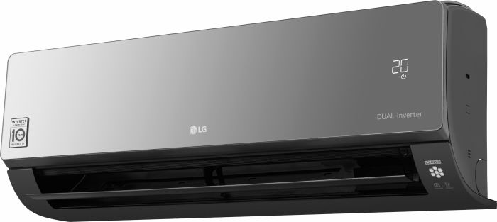 Кондиціонер LG Artcool Mirror AC12BQ, 35 м2, інвертор, A++/A+, до -15°С, R32, Wi-Fi, чорний