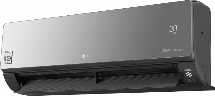 Кондиціонер LG Artcool Mirror AC12BQ, 35 м2, інвертор, A++/A+, до -15°С, R32, Wi-Fi, чорний