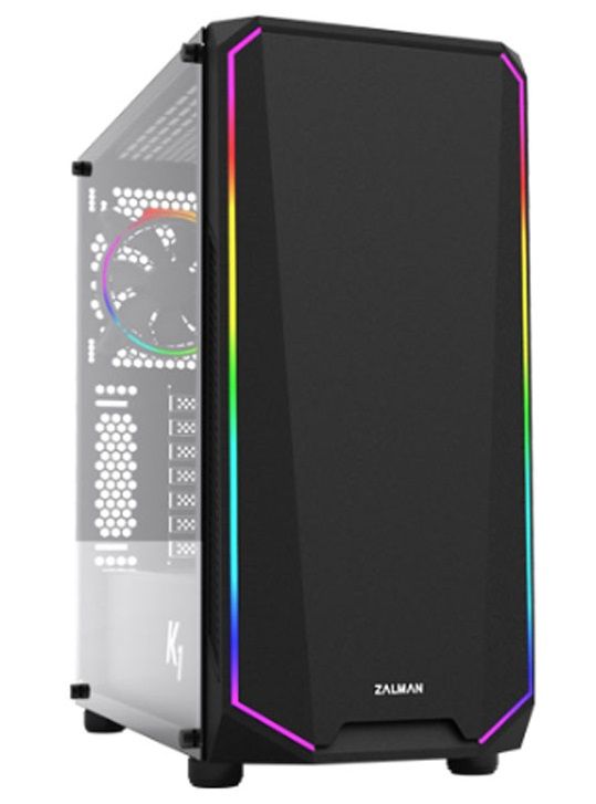 Корпус Zalman K1 Rev.B, MidT ,2xUSB2.0, 2xUSB3.0, 1x120мм ARGB, 1x120мм, скло(бічна панель), без БЖ,чорний