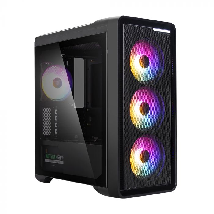 Корпус Zalman M3 PLUS RGB, MidT, 2xUSB2.0, 1xUSB3.0, 4x120мм RGB, скло (бічна панель), без БЖ, чорний