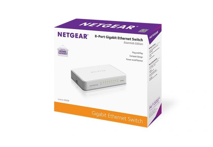 Комутатор NETGEAR GS208 8xGE, некерований