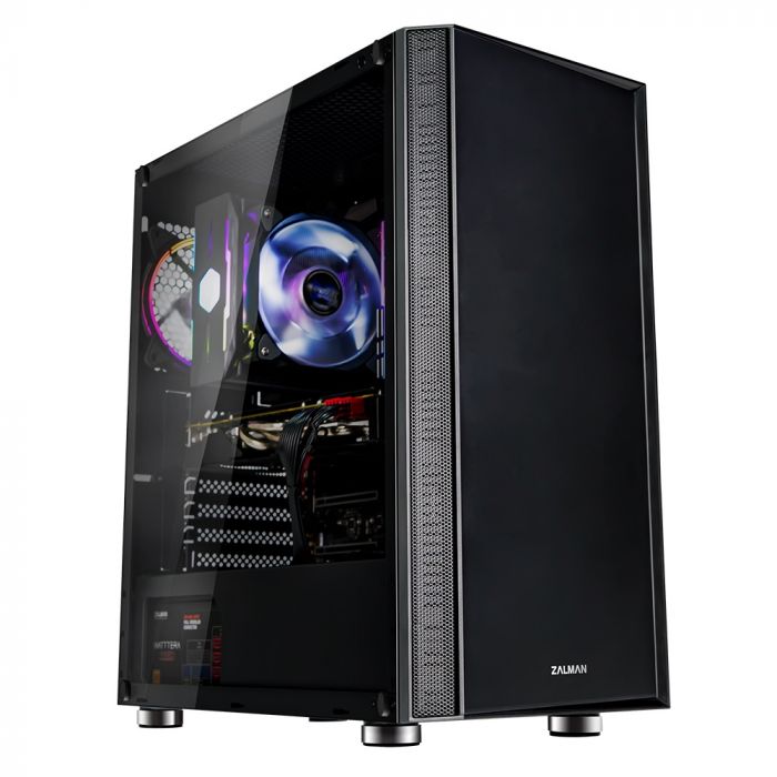 Корпус Zalman R2 BLACK, MidT,E-ATX, 2xUSB2.0, 1xUSB3.0, 1x120мм RGB, скло(бічна панель), без БЖ, чорний