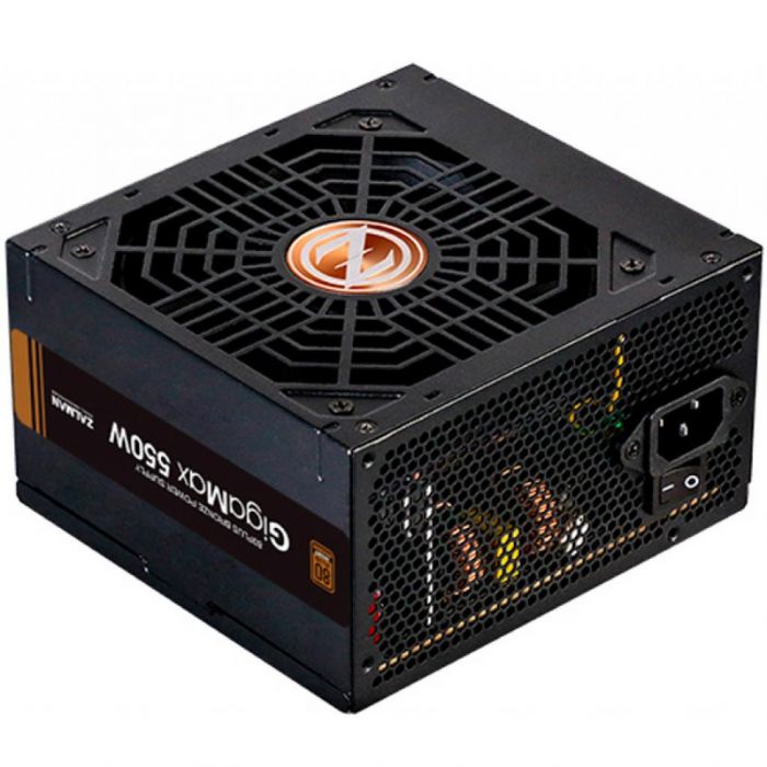 Блок живлення Zalman GigaMax 550-GVII (550W),200-240VAC,88%,80+Bronze, aPFC, 120мм,MB24,CPU(4+4),5xSATA,2xPCIe, 3xMOLEX, 1xFDD,OCP,OVP,OPP,OTP,UVP,SCP