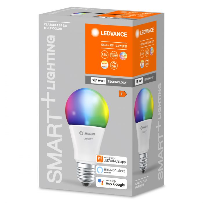 Лампа світлодіодна LEDVANCE SMART+ Classic A 75  E27 MULTICOLOR 9,5W (1055Lm) 2700-6500K + RGB WiFi дім-ая