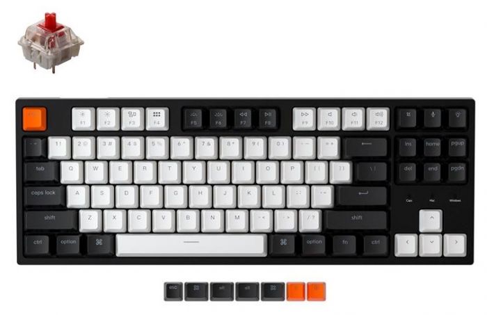 Клавіатура Keychron C1 Wired 87 Key Hot-Swap Gateron Switch White LED Red