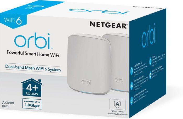 WiFi-система NETGEAR RBK352 AX1800 WiFi 6, MESH, 3xGE LAN, 1xGE WAN, біл. кол. (2шт.)