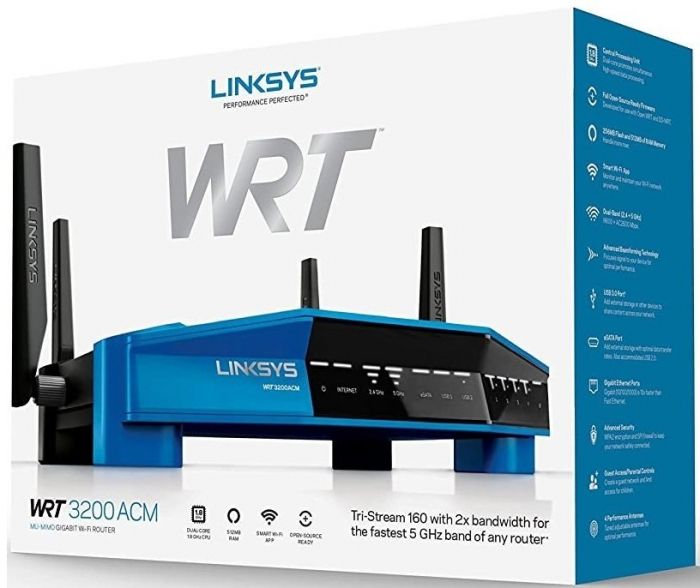 Маршрутизатор LINKSYS WRT3200ACM AC3200, 4xGE LAN, 1xGE WAN, 1xUSB3.0, USB2.0/eSATA, 4х зовнішн. ант.