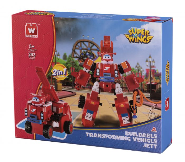 Конструктор-трансформер Super Wings Small Blocks 2-in-1 Buildable Transforming Vehicle Jett, Джетт