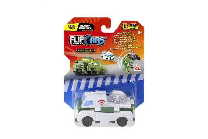 Машинка-трансформер Flip Cars 2 в 1 Вантажівка зв'язку і Військова швидка допомога