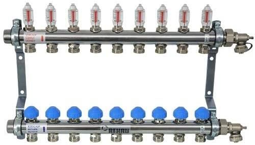 Розподільний колектор Rehau, HKV-D, 5+5, V2A, з ротаметрами, нержавіюча сталь