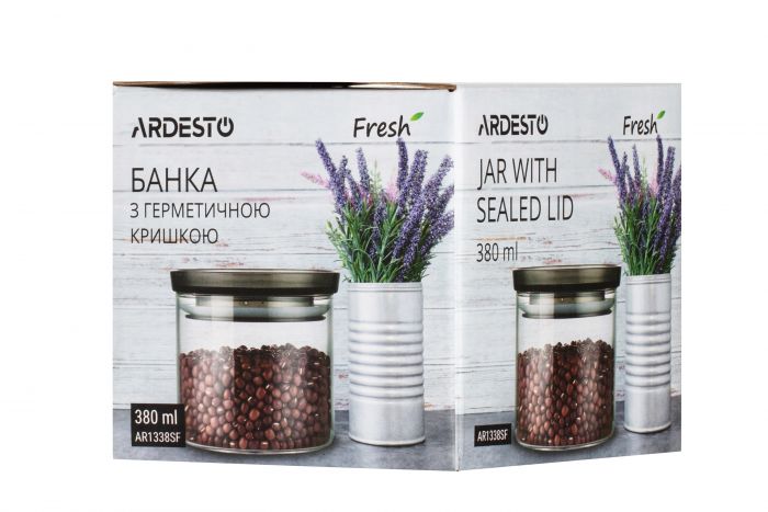 Банка для зберігання Ardesto Fresh, 380 мл, скло, пластик, силікон